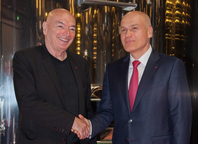 L'architecte Jean Nouvel et le propriétaire, Andrei Filatov.
